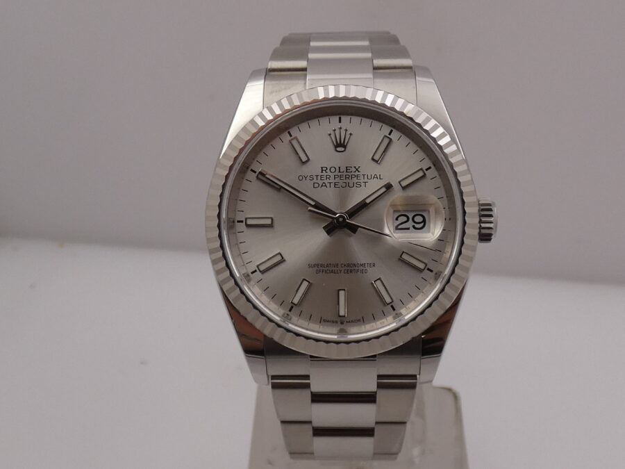 Rolex Datejust 36 126234 NEW BOX&PAPERS Anno 2020 Lunetta Oro Bianco 18Kt MAI INDOSSATO Automatico - immagine 8