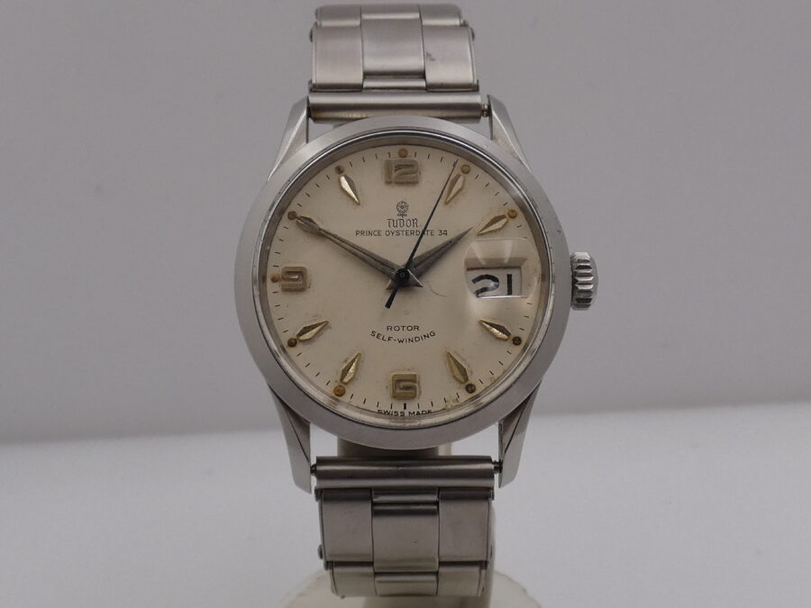 Tudor By Rolex Tuxedo 7951 Prince Oysterdate 34mm ANNO 1956 Automatico Butterfly Bracciale Rivettato - immagine 9