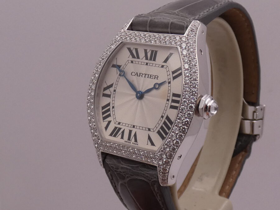 Cartier Tortue 2497 Oro Bianco18Kt Factory Diamonds With PAPERS Anno 2010 Carica Manuale Cal. 430P - immagine 8