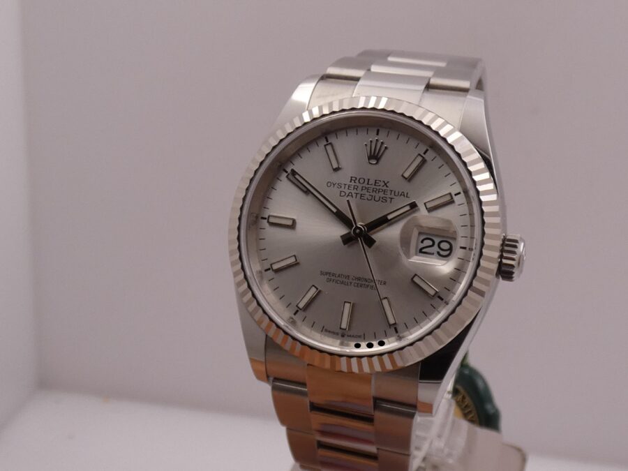 Rolex Datejust 36 126234 NEW BOX&PAPERS Anno 2020 Lunetta Oro Bianco 18Kt MAI INDOSSATO Automatico - immagine 9