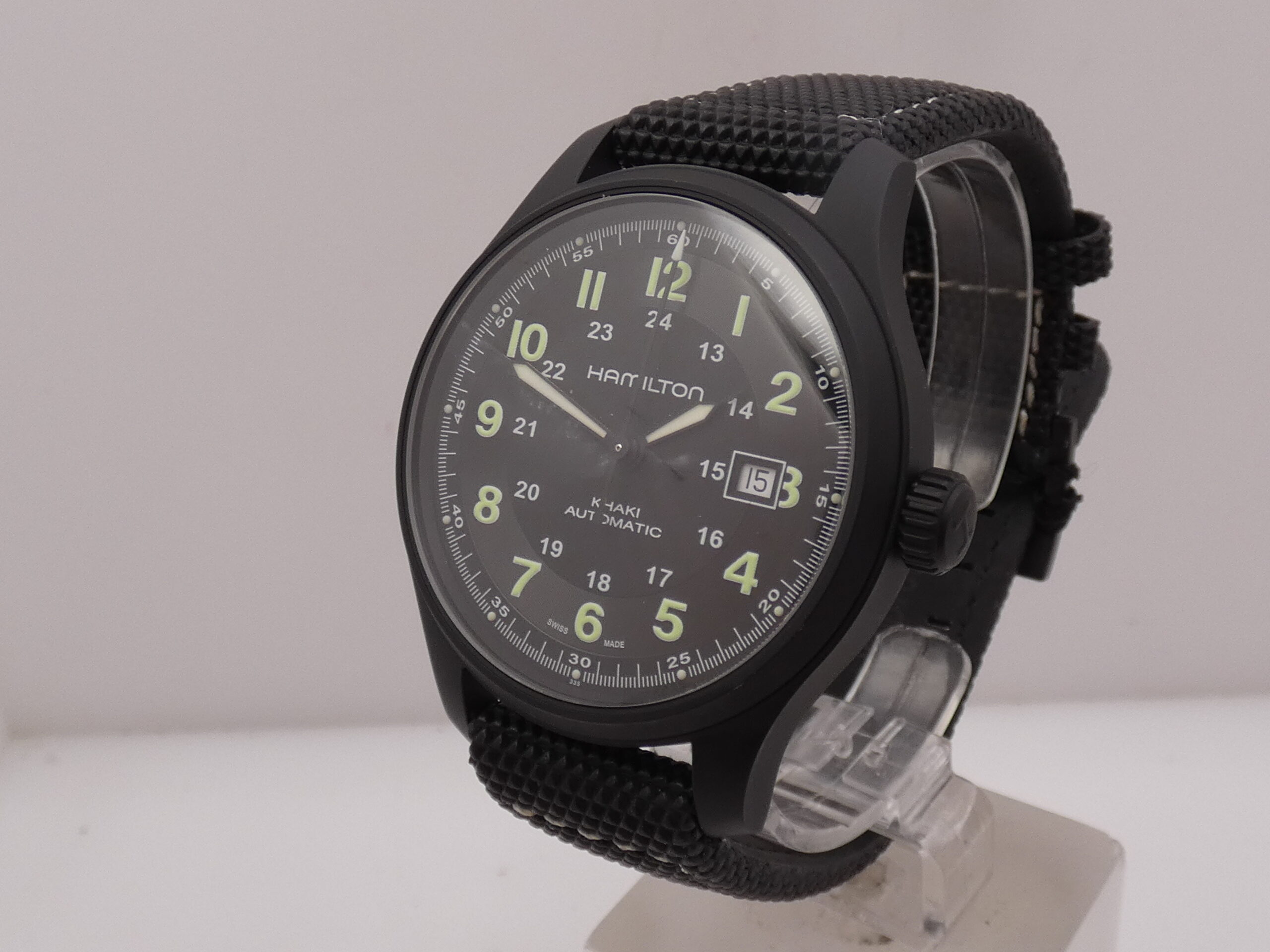 Hamilton Khaki Field Titanio H705757 NEW BOX&PAPERS Automatico MAI INDOSSATO Black PVD - immagine 9