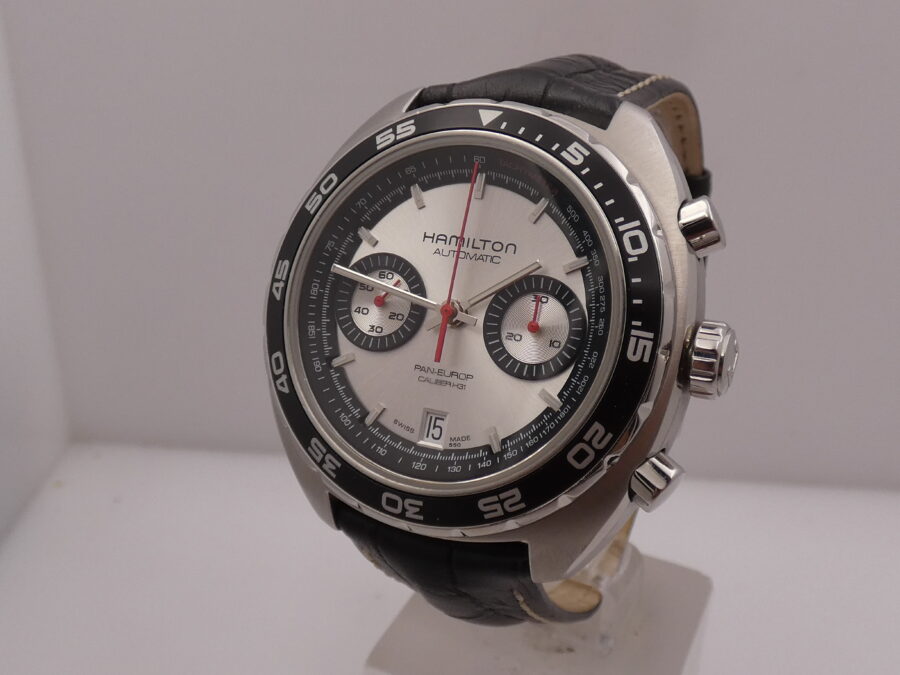 Cronografo Hamilton Pan Europ Bicompax 45mm LIKE NEW BOX&PAPERS Automatico Acciaio Ref. H357567 - immagine 9