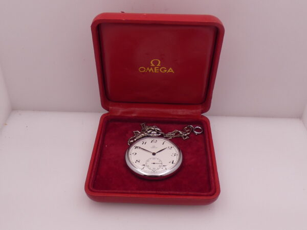 Omega Pocket Watch From 1980 With BOX Manuale Cal. 960 White Dial Ref. 121.1740