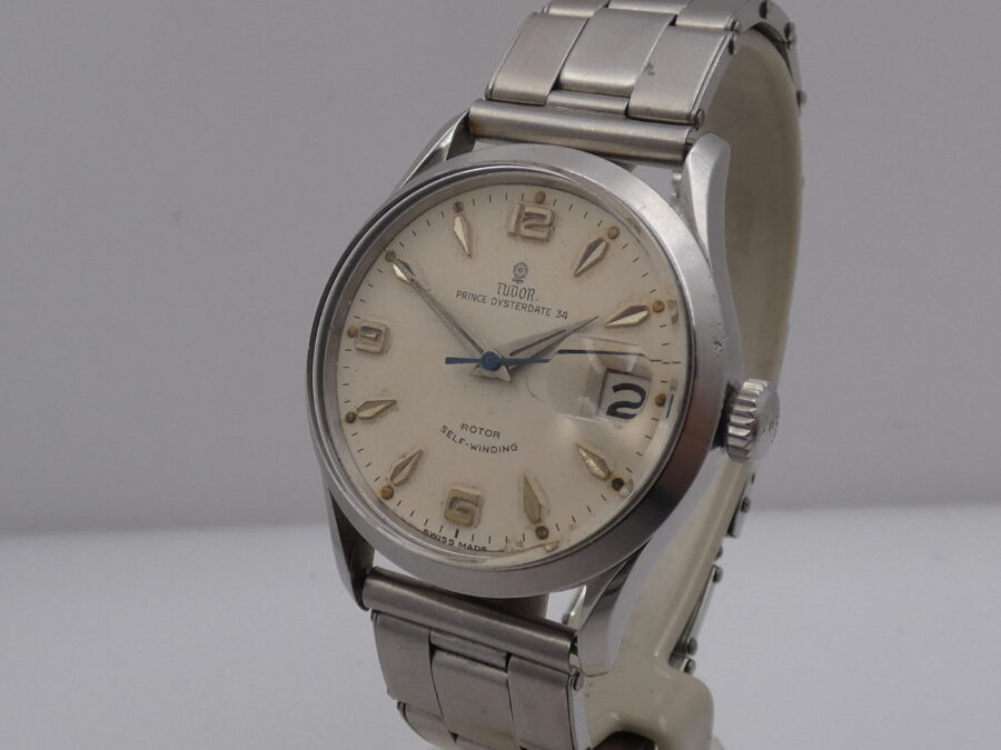 Tudor By Rolex Tuxedo 7951 Prince Oysterdate 34mm ANNO 1956 Automatico Butterfly Bracciale Rivettato - immagine 10
