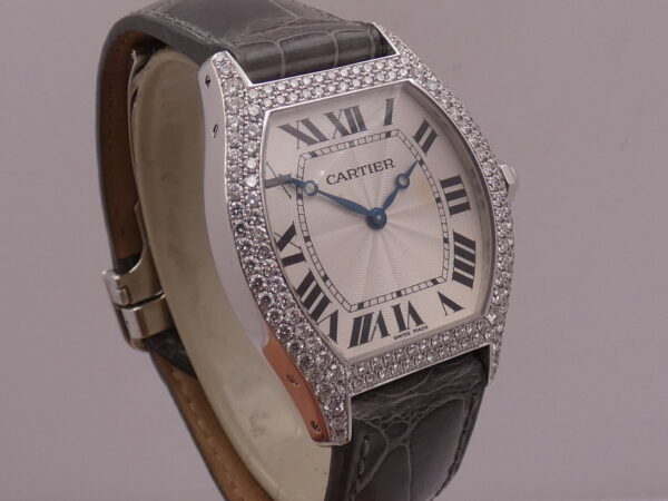 Cartier Tortue 2497 Oro Bianco18Kt Factory Diamonds With PAPERS Anno 2010 Carica Manuale Cal. 430P
