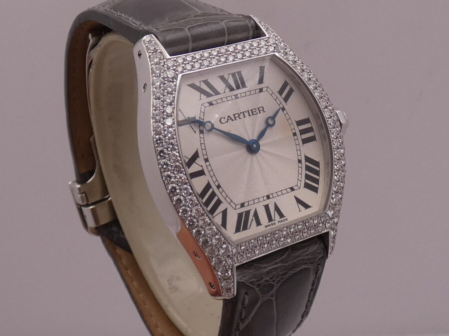 Cartier Tortue 2497 Oro Bianco18Kt Factory Diamonds With PAPERS Anno 2010 Carica Manuale Cal. 430P - immagine 9