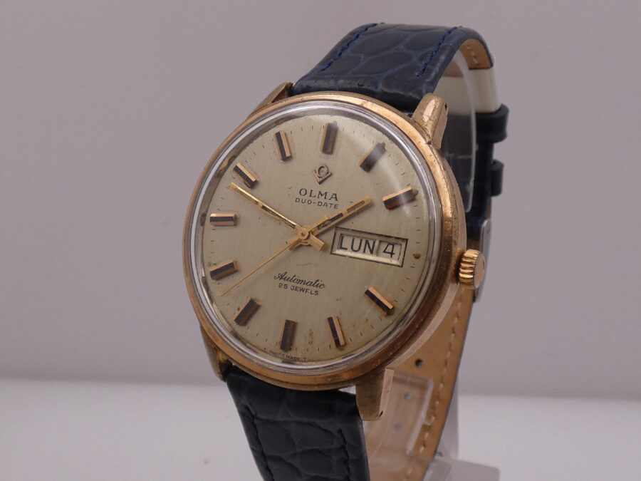 Olma Duo Date Automatic Laminato Oro Rosa 18Kt Anni 60's Vintage - immagine 9