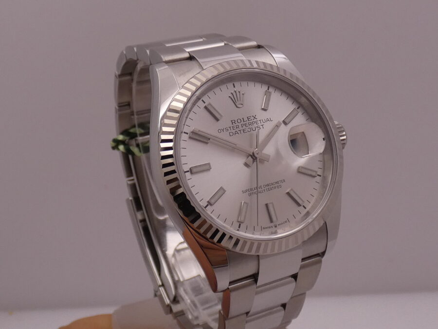 Rolex Datejust 36 126234 NEW BOX&PAPERS Anno 2020 Lunetta Oro Bianco 18Kt MAI INDOSSATO Automatico - immagine 10