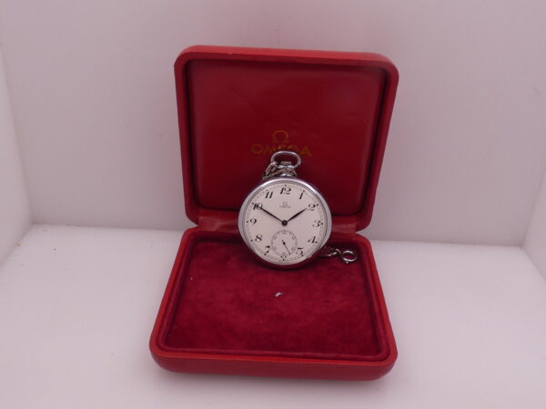 Omega Pocket Watch From 1980 With BOX Manuale Cal. 960 White Dial Ref. 121.1740
