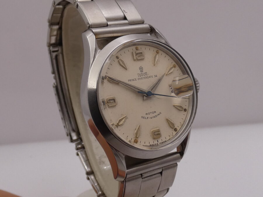Tudor By Rolex Tuxedo 7951 Prince Oysterdate 34mm ANNO 1956 Automatico Butterfly Bracciale Rivettato - immagine 11