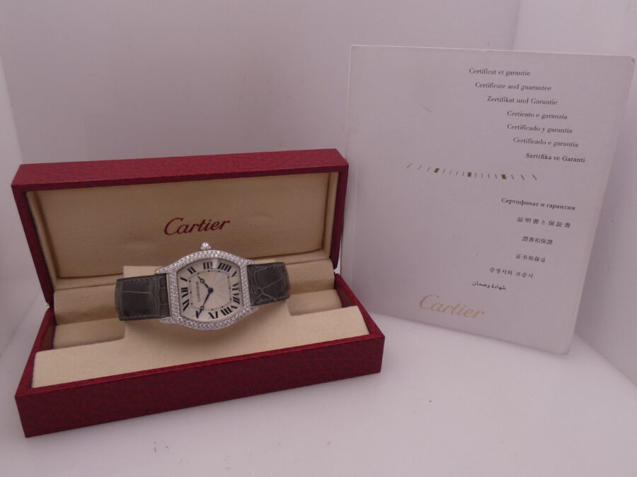 Cartier Tortue 2497 Oro Bianco18Kt Factory Diamonds With PAPERS Anno 2010 Carica Manuale Cal. 430P - immagine 10