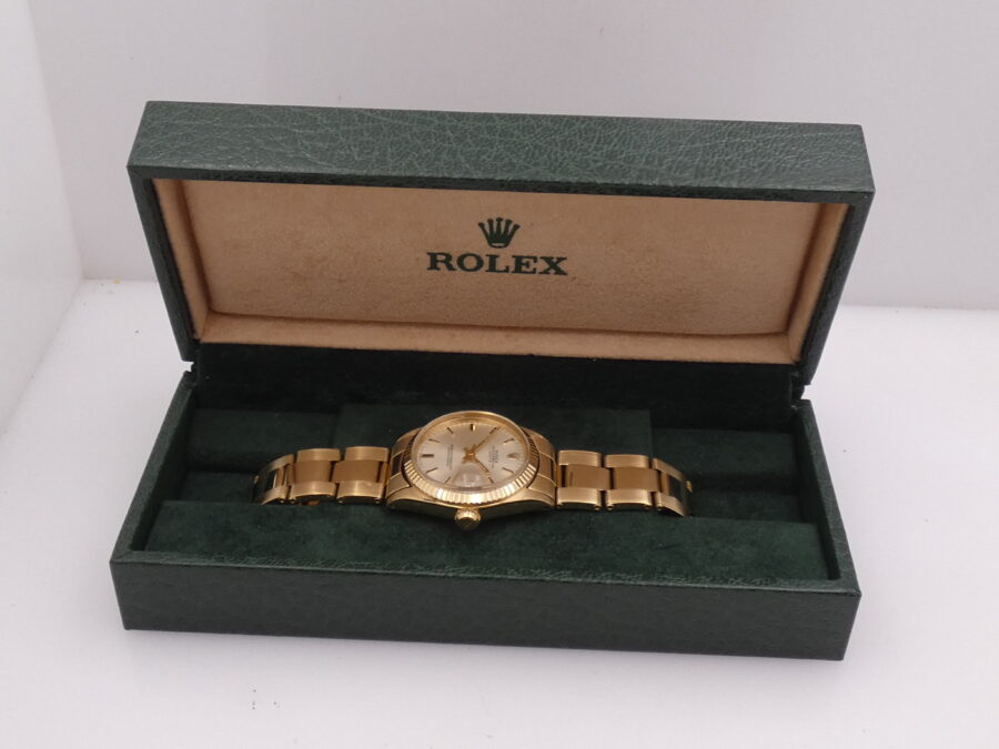 Rolex Oyster Perpetual Date Mid-Size 6827 SIGMA DIAL Oro Massiccio 18Kt ANNO 1975 Bracciale Rivettato Automatico JUST SERVICED - immagine 11