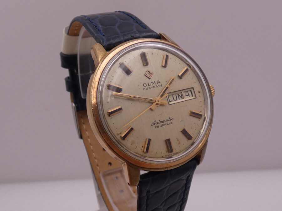 Olma Duo Date Automatic Laminato Oro Rosa 18Kt Anni 60's Vintage - immagine 10