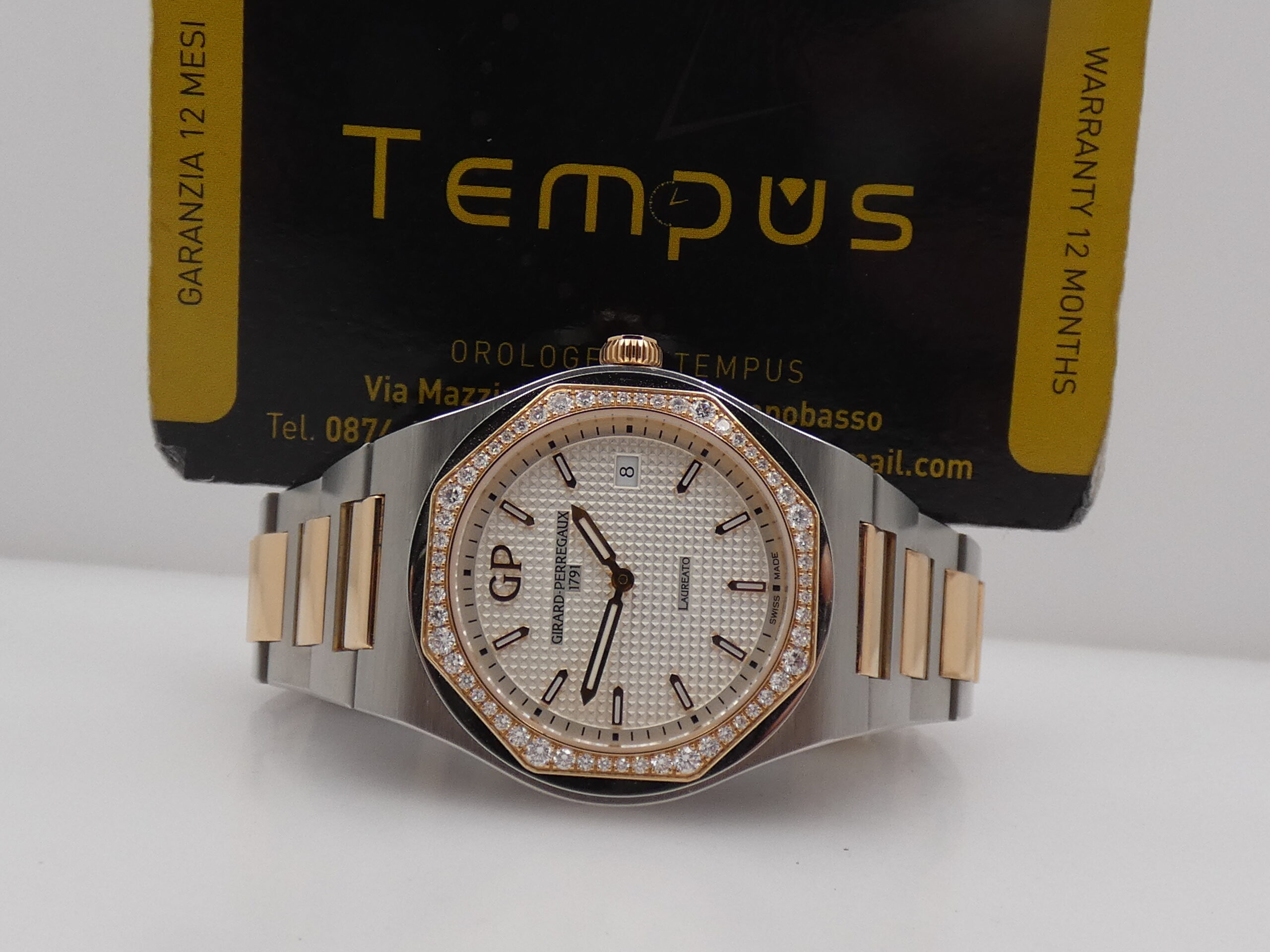 Girard Perregaux Laureato 34 Diamonds Bezel 0.82ct Acciaio & Oro Rosa 18Kt With PAPERS YEAR 2017 TOP CONDITION 56 Factory Diamonds FOR Ladies Ref. 80189D56A132-56A - immagine 2