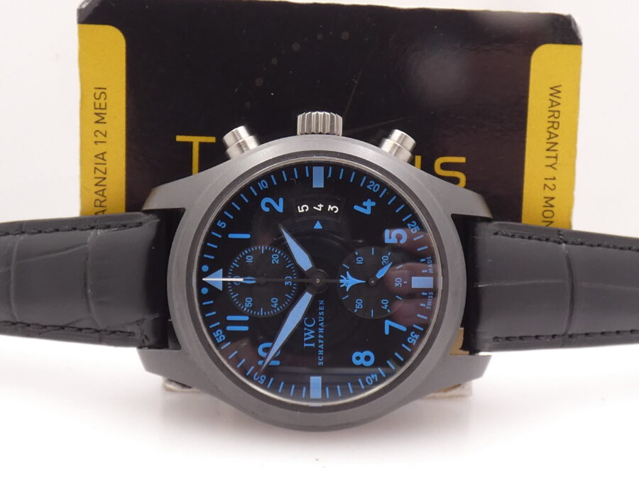 Cronografo IWC Pilot Top Gun Boutique Pilot Edition Flyback Chronograph Blue Index IW388003 BOX&PAPERS Ceramica Automatico Anno 2015 LIKE NEW - immagine 2
