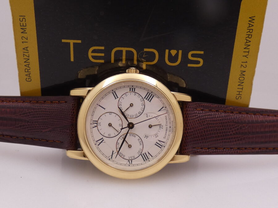 Schwarz Etienne Day Date GMT Oro Massiccio 18Kt WITH BOX TOP CONDITION 710401 Power Reserve Automatico Rotore Oro 21Kt - immagine 2