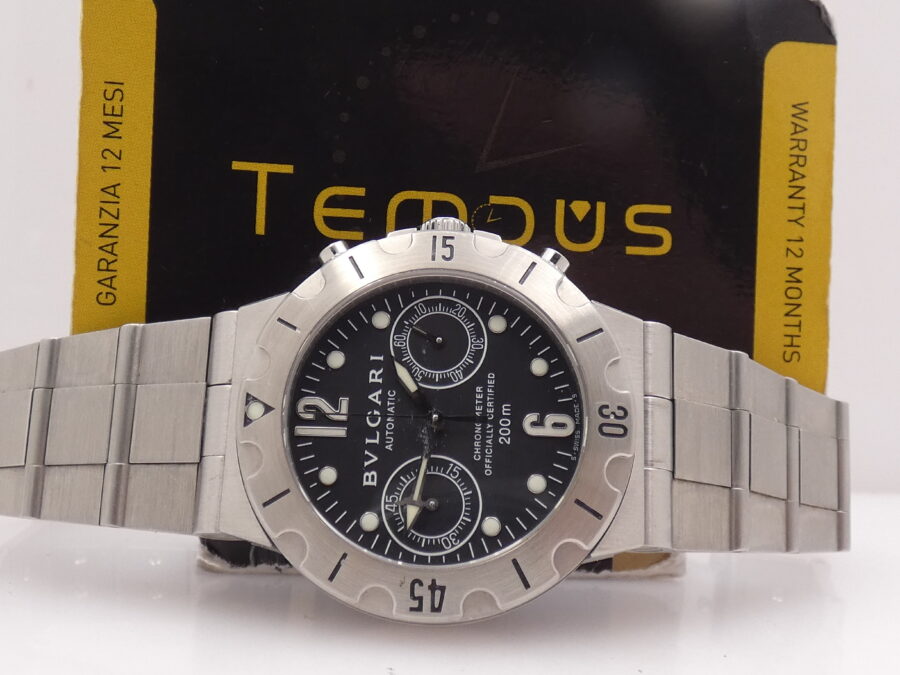 Cronografo Bulgari Diagono Scuba SCB 38 S Automatico Chronometer Acciaio Anni '2000s Braccialato - immagine 2