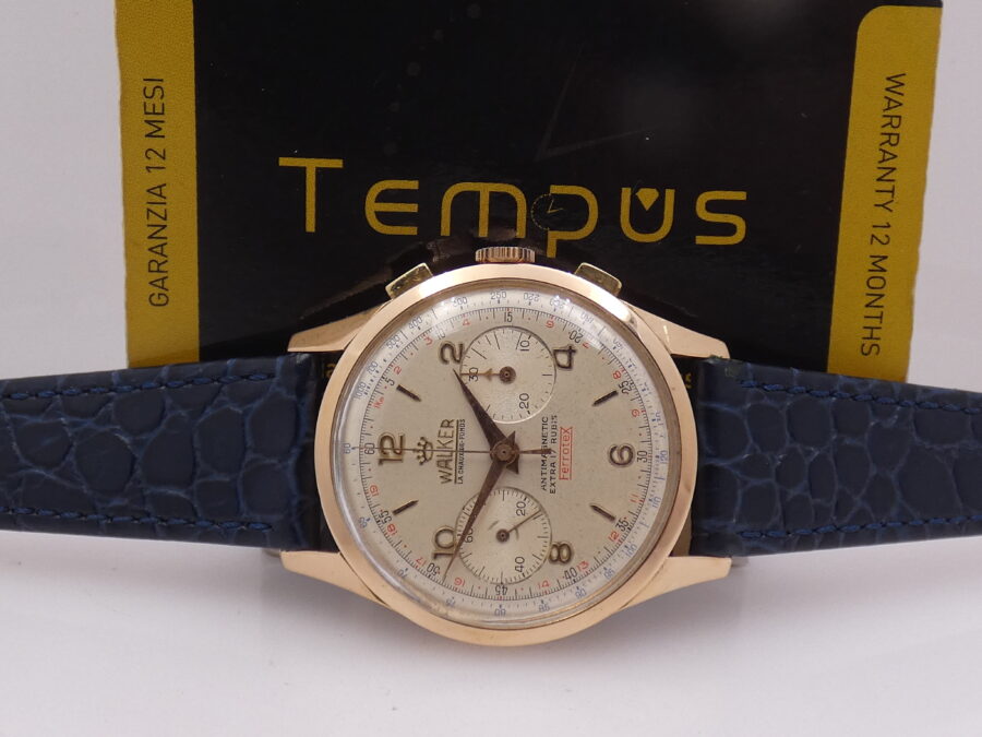 Cronografo Walker Bicompax  Oro Rosa 18Kt Jumbo 38mm Antimagnetico ANNI '50 Carica Manuale Calibro 248 Vintage - immagine 2