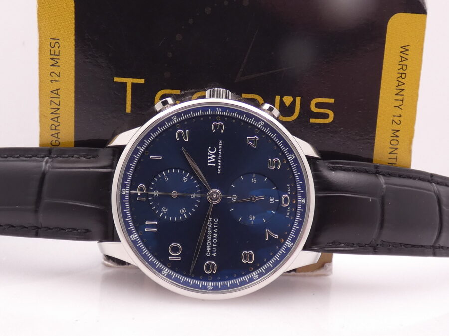Cronografo IWC Portuguese IW371606 Blue Dial BOX&PAPERS Anno 2020 Automatico TOP CONDITION Acciaio - immagine 2