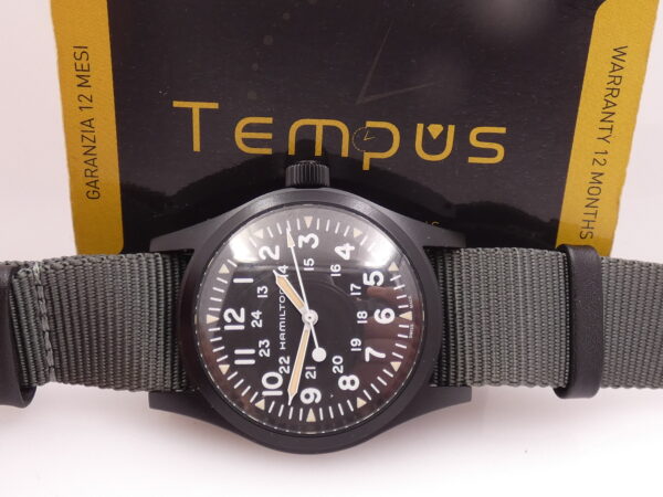 Hamilton Khaki Field Mechanical NEW BOX&PAPERS Carica Manuale Acciaio Black PVD Mai Indossato Ref. H694090