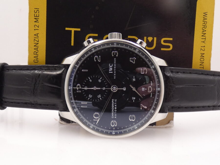 Cronografo IWC Portuguese IW371447 BOX&PAPERS Automatico Anno 2019 Black Dial Acciaio - immagine 2