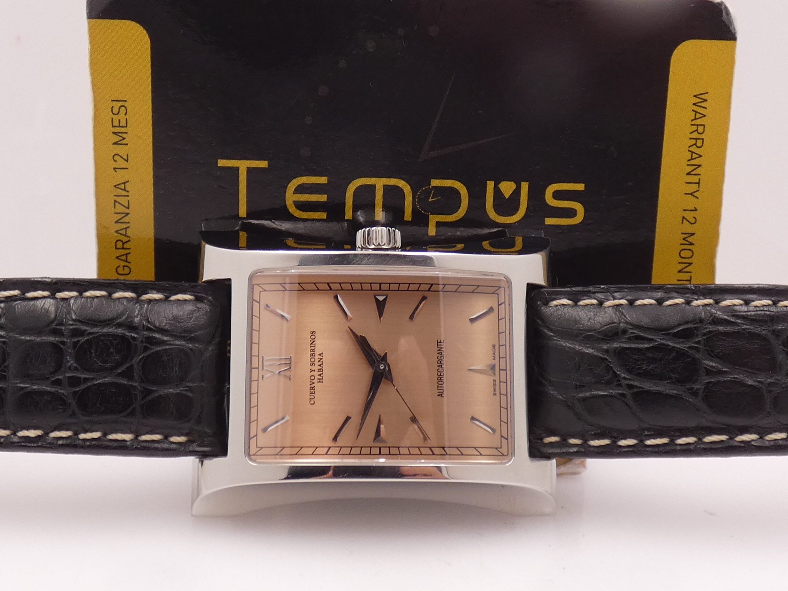 Cuervo y Sobrinos Espléndidos Autorecargante A2412 Oversize Pink Dial TOP CONDITION Acciaio ANNI 2000 - immagine 2