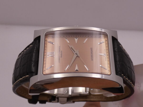 Cuervo y Sobrinos Espléndidos Autorecargante A2412 Oversize Pink Dial TOP CONDITION Acciaio ANNI 2000