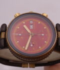 Cronografo Gérald Genta Gefica Day Date G2989.7 RED DIAL Automatico Bronzo & Acciaio Anni 90's