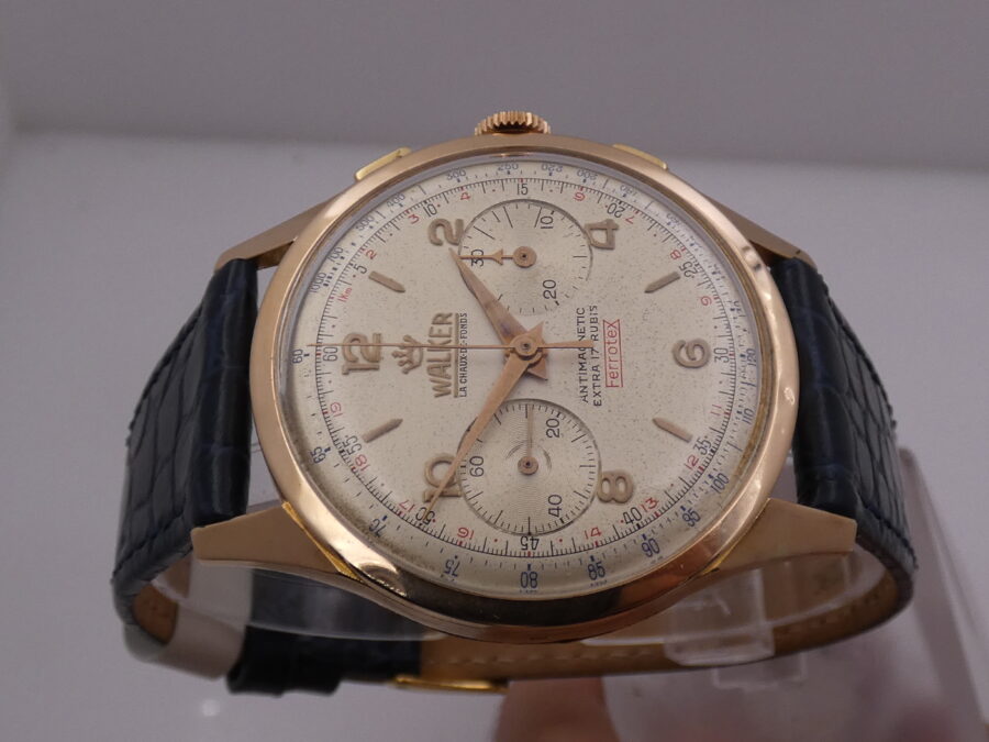 Cronografo Walker Bicompax  Oro Rosa 18Kt Jumbo 38mm Antimagnetico ANNI '50 Carica Manuale Calibro 248 Vintage