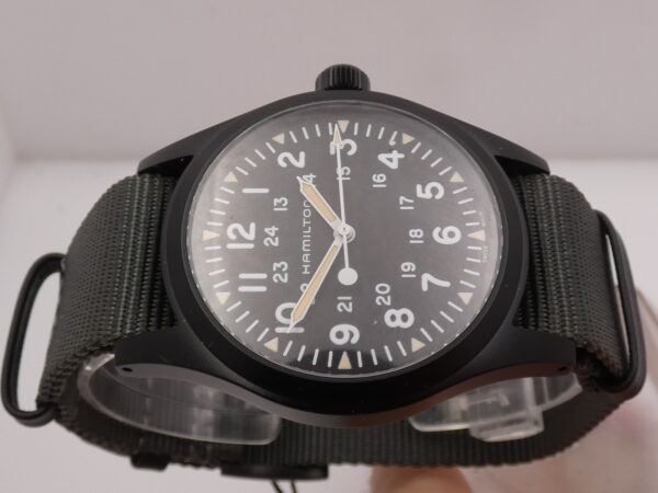 Hamilton Khaki Field Mechanical NEW BOX&PAPERS Carica Manuale Acciaio Black PVD Mai Indossato Ref. H694090