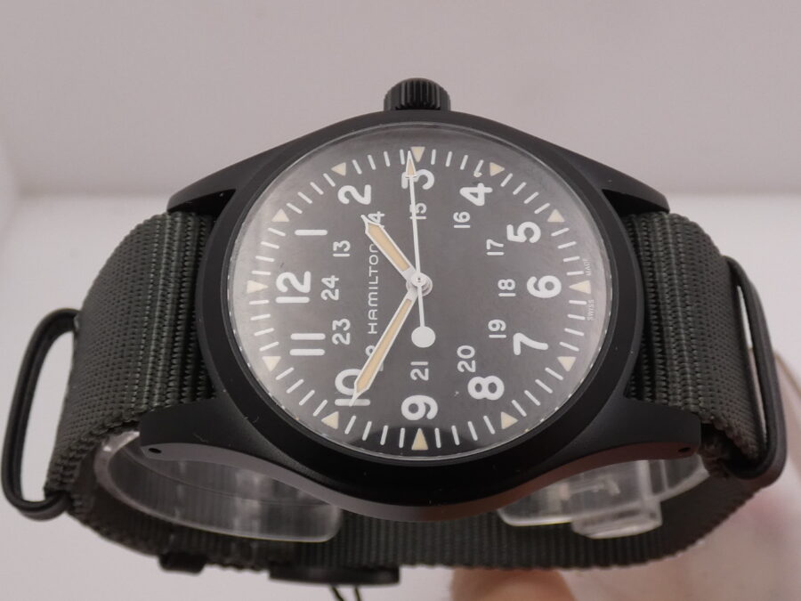 Hamilton Khaki Field Mechanical NEW BOX&PAPERS Carica Manuale Acciaio Black PVD Mai Indossato Ref. H694090