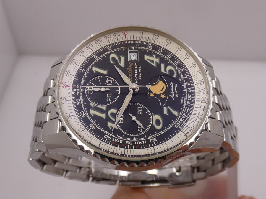 Cronografo Breitling Montbrillant Eclipse Fasi Luna A43030 LIKE NEW BOX&PAPERS Anno 2001 Automatico Acciaio Bracciale Pilot