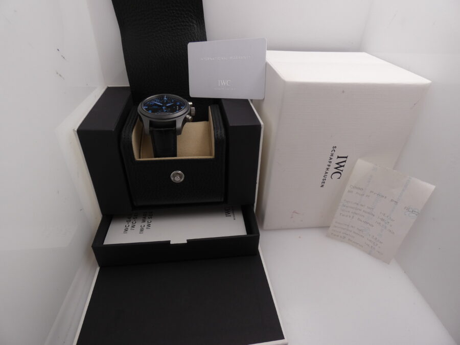 Cronografo IWC Pilot Top Gun Boutique Pilot Edition Flyback Chronograph Blue Index IW388003 BOX&PAPERS Ceramica Automatico Anno 2015 LIKE NEW - immagine 11