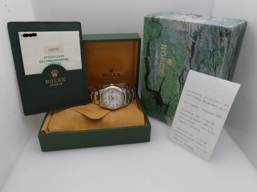 Rolex Datejust 36 16233 TOP CONDITION Oro Massiccio 18Kt & Acciaio BOX&PAPERS ITALIA Anno 1991 Mai Lucidato - immagine 11