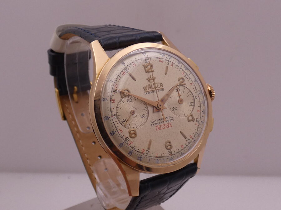 Cronografo Walker Bicompax  Oro Rosa 18Kt Jumbo 38mm Antimagnetico ANNI '50 Carica Manuale Calibro 248 Vintage - immagine 11