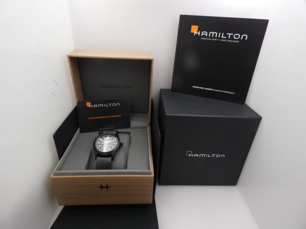 Hamilton Khaki Field Mechanical NEW BOX&PAPERS Carica Manuale Acciaio Black PVD Mai Indossato Ref. H694090