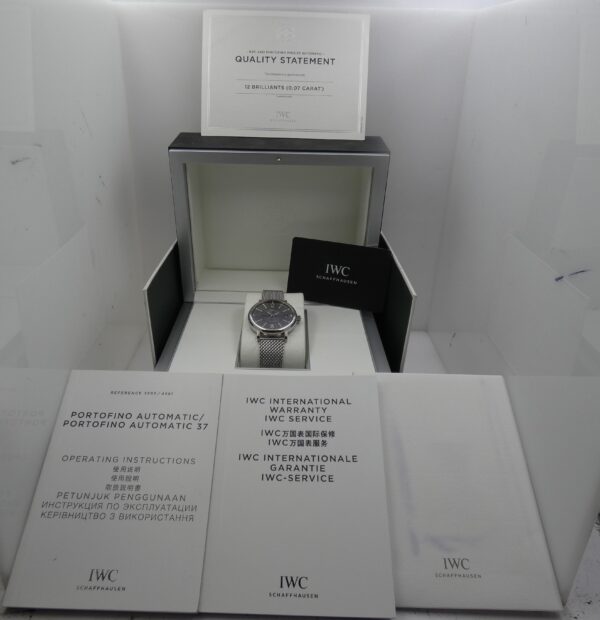 IWC Portofino Automatic 37mm Ardesia DIAMONDS DIAL BOX&PAPERS Anno 2021 IW458110 Bracciale Mesh