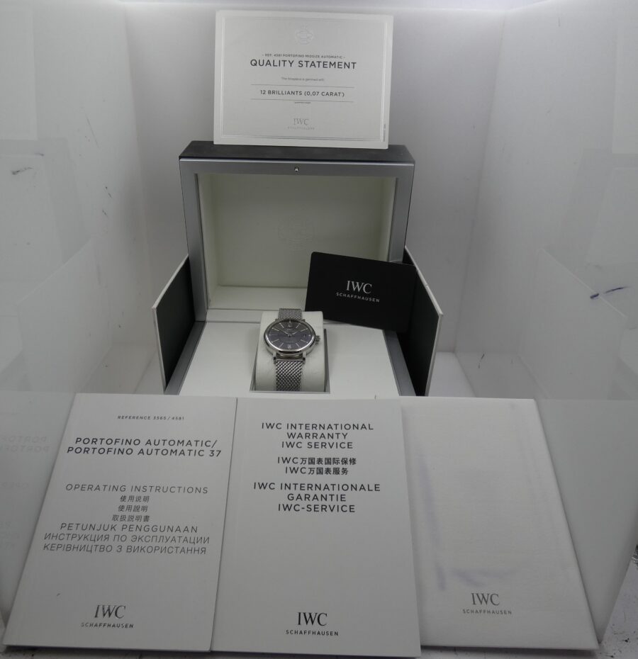 IWC Portofino Automatic 37mm Ardesia DIAMONDS DIAL BOX&PAPERS Anno 2021 IW458110 Bracciale Mesh - immagine 12