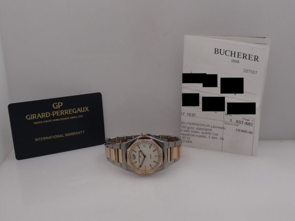 Girard Perregaux Laureato 34 Diamonds Bezel 0.82ct Acciaio & Oro Rosa 18Kt With PAPERS YEAR 2017 TOP CONDITION 56 Factory Diamonds FOR Ladies Ref. 80189D56A132-56A