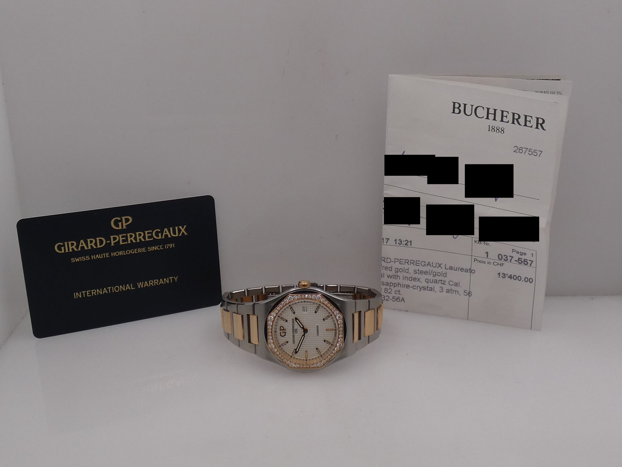 Girard Perregaux Laureato 34 Diamonds Bezel 0.82ct Acciaio & Oro Rosa 18Kt With PAPERS YEAR 2017 TOP CONDITION 56 Factory Diamonds FOR Ladies Ref. 80189D56A132-56A - immagine 12