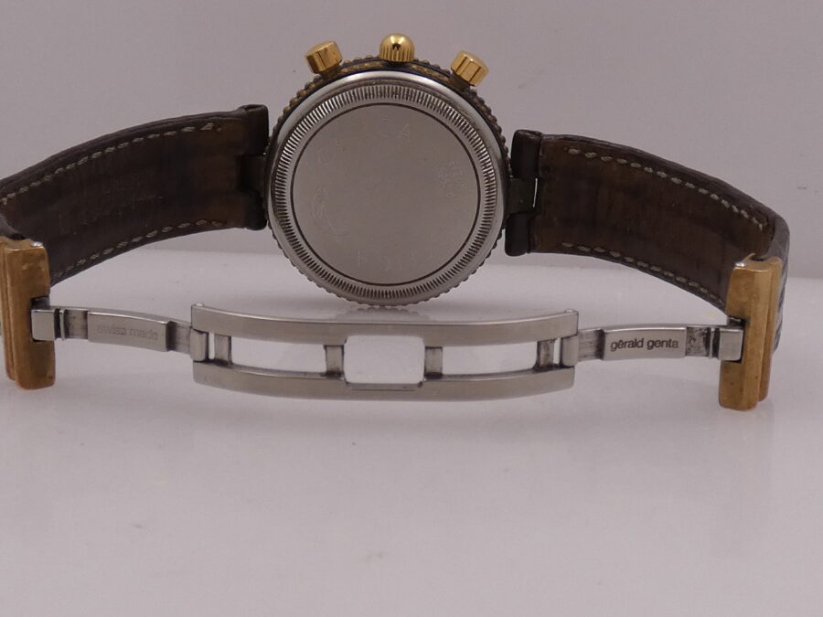 Cronografo Gérald Genta Gefica Day Date G2989.7 RED DIAL Automatico Bronzo & Acciaio Anni 90's - immagine 12