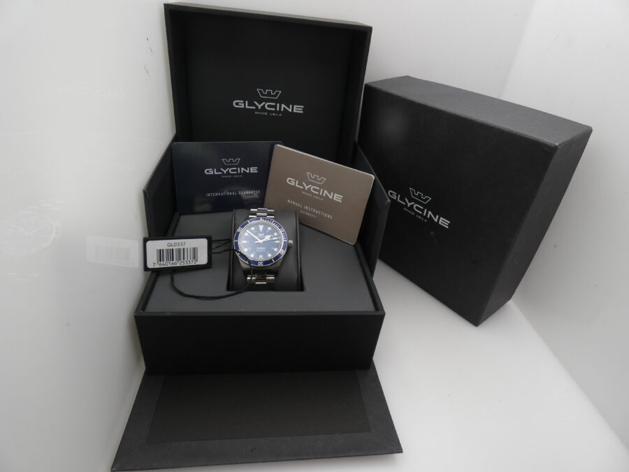 Glycine Combat Sub 36mm BLUE DIAL BOX&PAPERS Automatico Anno 2021 Braccialato - immagine 12