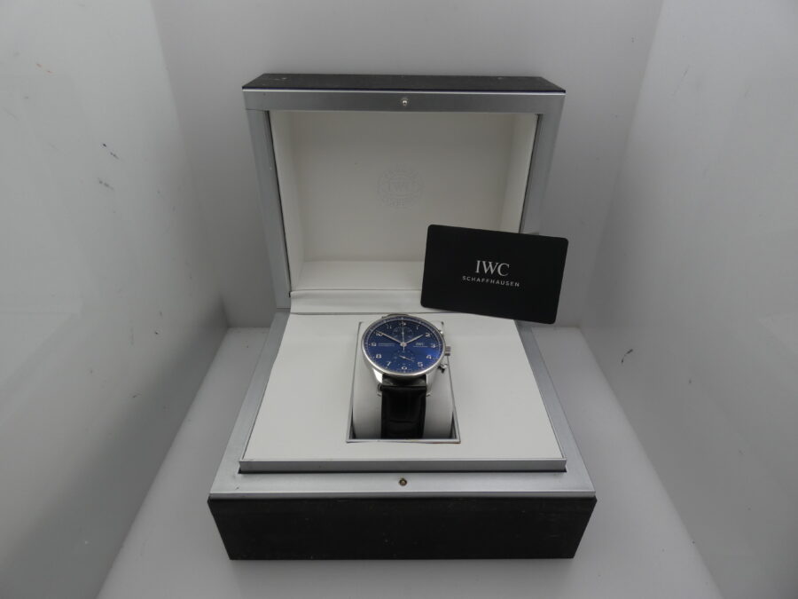 Cronografo IWC Portuguese IW371606 Blue Dial BOX&PAPERS Anno 2020 Automatico TOP CONDITION Acciaio - immagine 12