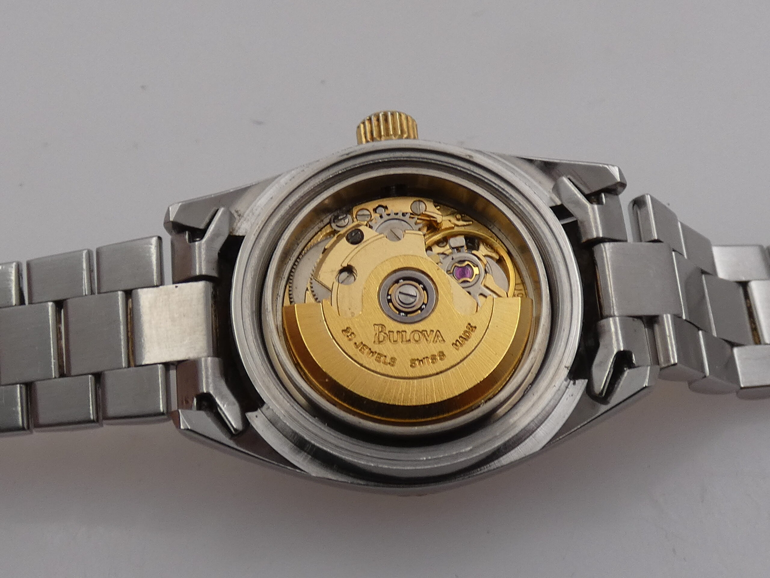 Bulova Super Seville Date Lady 26mm 18Kt G.F. & Acciaio Automatico Anni 90 Bracciale President - immagine 16