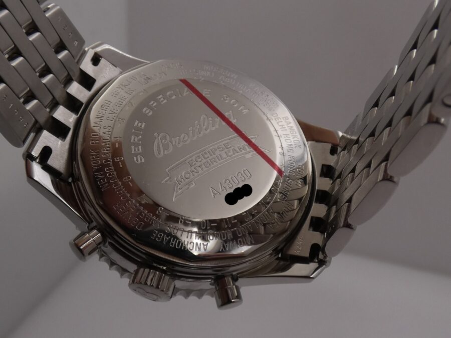 Cronografo Breitling Montbrillant Eclipse Fasi Luna A43030 LIKE NEW BOX&PAPERS Anno 2001 Automatico Acciaio Bracciale Pilot - immagine 18