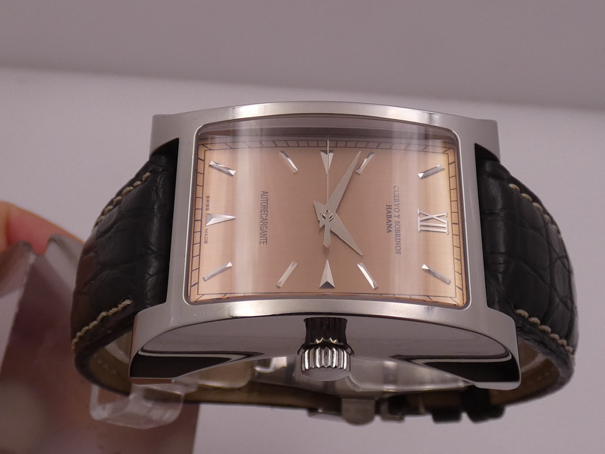 Cuervo y Sobrinos Espléndidos Autorecargante A2412 Oversize Pink Dial TOP CONDITION Acciaio ANNI 2000 - immagine 4