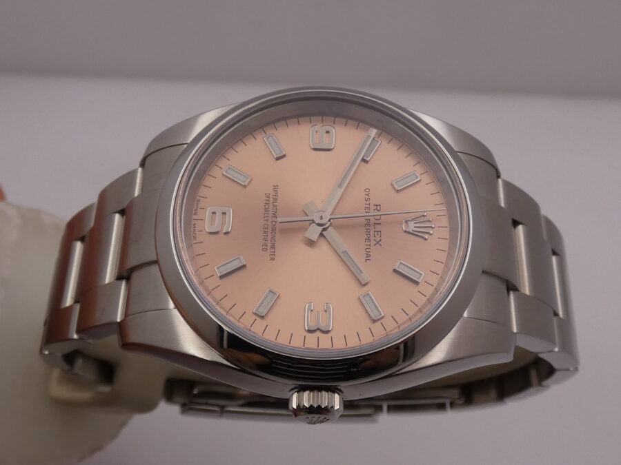 Rolex Oyster Perpetual 34 114200 SALMON DIAL WITH BOX & ROLEX SERVICE Top Condition - immagine 3