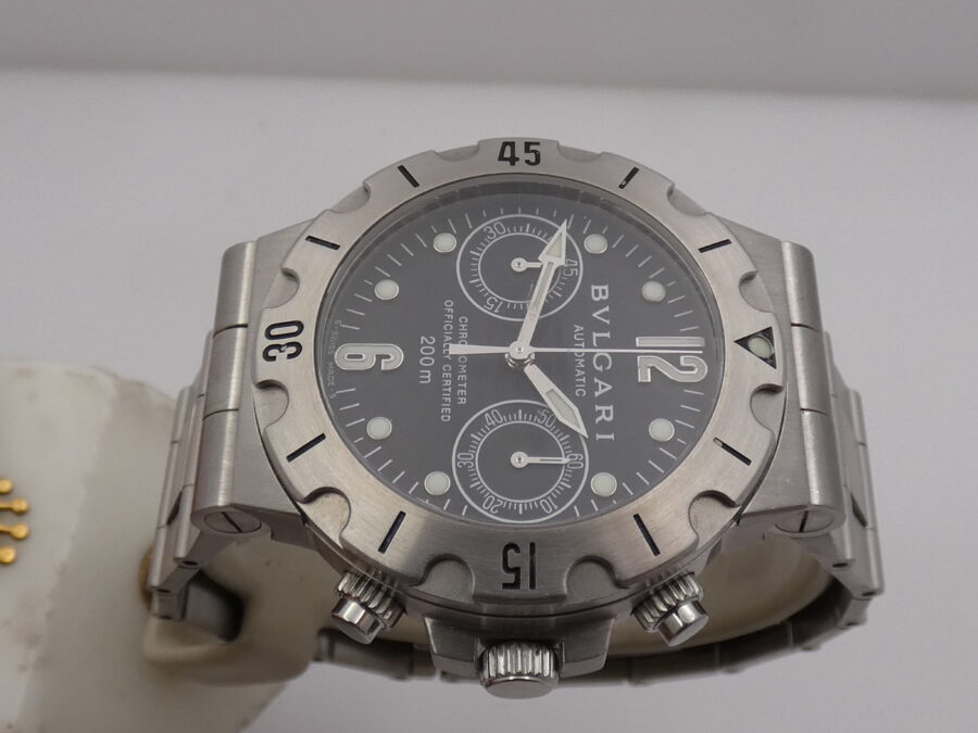 Cronografo Bulgari Diagono Scuba SCB 38 S Automatico Chronometer Acciaio Anni '2000s Braccialato - immagine 3