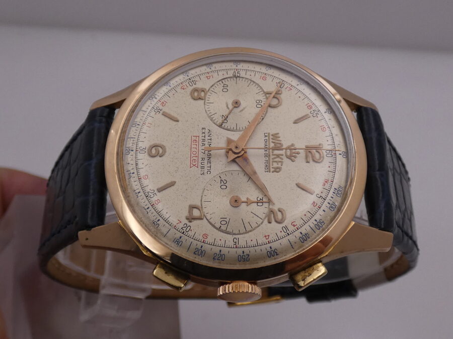 Cronografo Walker Bicompax  Oro Rosa 18Kt Jumbo 38mm Antimagnetico ANNI '50 Carica Manuale Calibro 248 Vintage - immagine 3