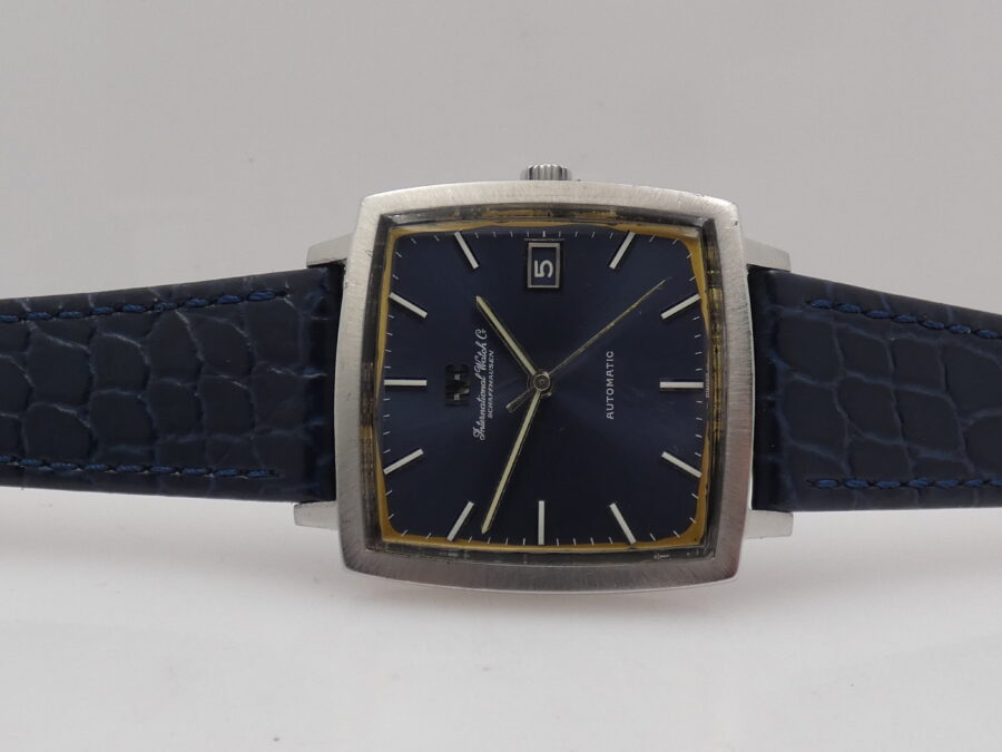 IWC Square 1871 Automatico PELLATON 8541B Blue Dial Anni 70 Acciaio Vintage - immagine 4